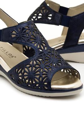 Sandalias Pitillos 6010 Piel Azules para Mujer