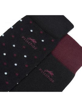 Pack 2 Pares de Calcetines Fluchos CA0003 Negro-Granate