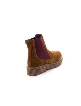 Botin Natalia Blanco De Piel Marron 77191T