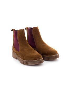 Botin Natalia Blanco De Piel Marron 77191T