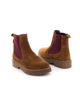 Botin Natalia Blanco De Piel Marron 77191T