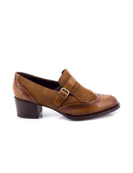 Zapato Natalia Blanco De Piel Marron 75321