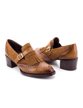 Zapato Natalia Blanco De Piel Marron 75321