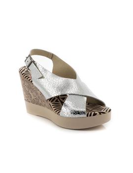 Sandalia Destroy De Piel Plata D503451