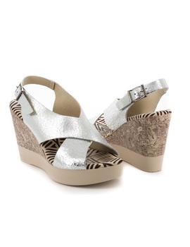 Sandalia Destroy De Piel Plata D503451