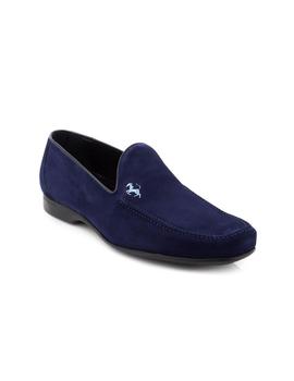 Mocasin Esteve De Piel Serraje Azul 1005