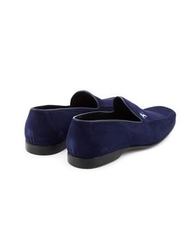 Mocasin Esteve De Piel Serraje Azul 1005