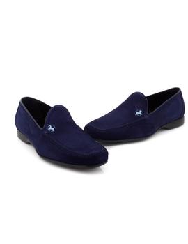 Mocasin Esteve De Piel Serraje Azul 1005