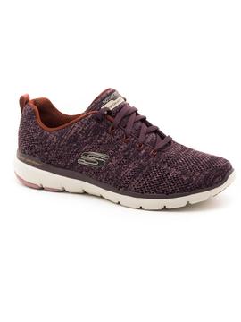 Deportivo Skechers Flex Appeal 3.0 Burdeos Para Mujer