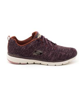 Deportivo Skechers Flex Appeal 3.0 Burdeos Para Mujer