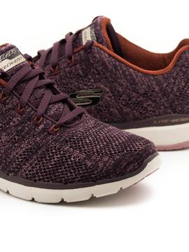 Deportivo Skechers Flex Appeal 3.0 Burdeos Para Mujer