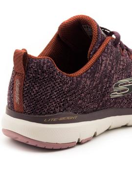 Deportivo Skechers Flex Appeal 3.0 Burdeos Para Mujer