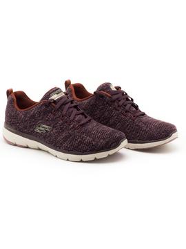 Deportivo Skechers Flex Appeal 3.0 Burdeos Para Mujer